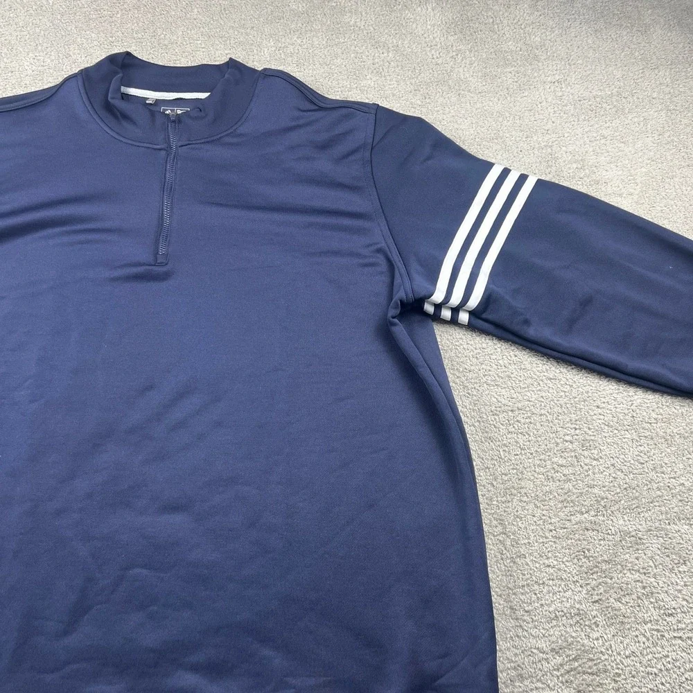 Adidas Quarter Zip Pullover Mens XL‎ Navy Blue Excellent 3 Stripe Performance